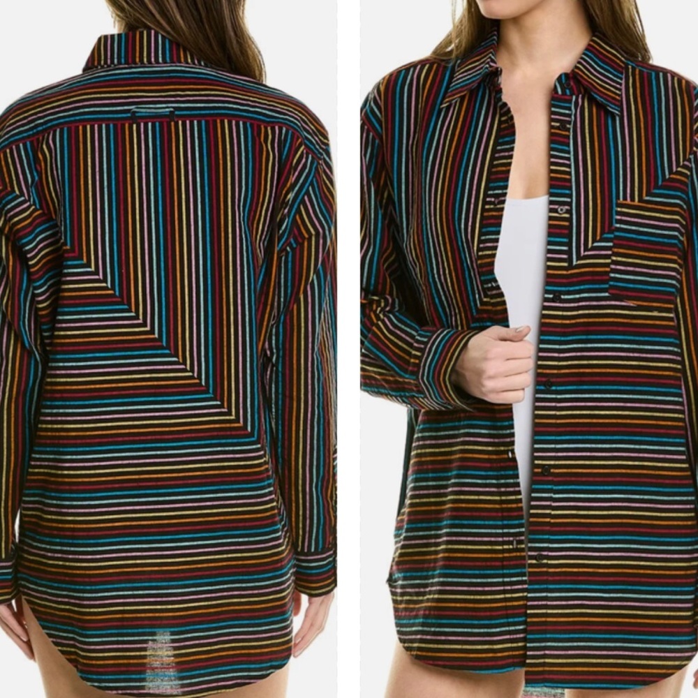 SOLID & STRIPED small blackout rainbow tunic coverup